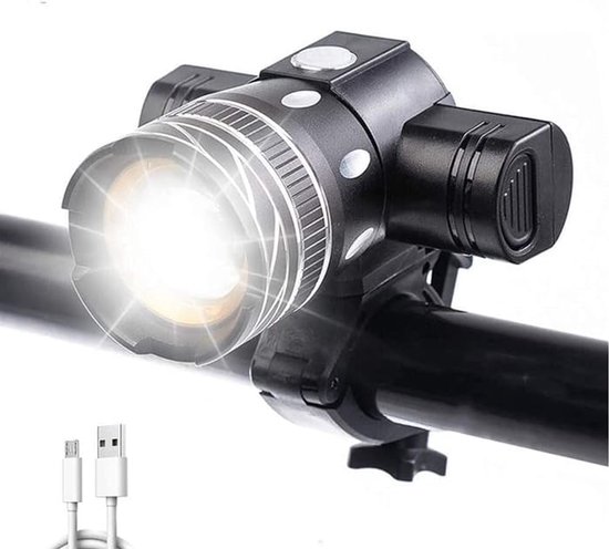 2000 Lumen XML-T6 fietskoplamp, USB oplaadbaar, waterdicht, verstelbare focus, 3 lichtstanden
