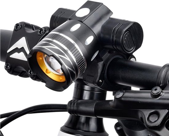 2000mAh USB oplaadbare mountainbike koplamp, krachtige LED-lamp met verschillende standen, duurzaam voor nachtritten, kamperen, wandelen en meer.