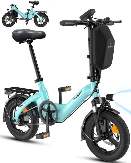 2026 14 Inch Elektrische Vouwfiets- 2.5" Brede Banden -250W Motor -36V 10Ah- Slechts21 kg- Slim LCD display-Drie snelheidsinstellingen-13/18/25 km/u- 45 km Actieradius-Elektrische fiets - Elektrische stadsfietsen - Opvouwbaar E-Bike voor Woon - Blauw