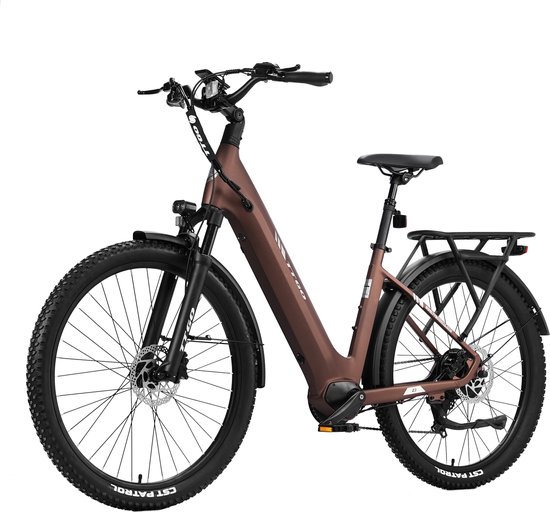 2026 TTGO 27.5×2.4 Inch Elektrische Fiets – 48V 15Ah Accu (720Wh) – ZOOM Gedempte Zadelpen – Actieradius tot 130 km – LCD Display – Shimano 7 Versnellingen – Hydraulische Schijfremmen – 70 Nm– Elektrische stadsfietsen – Bruin