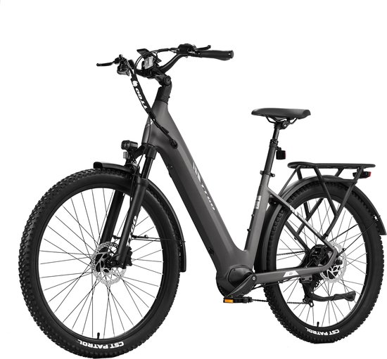 2026 TTGO 27.5×2.4 Inch Elektrische Fiets – 48V 15Ah Accu (720Wh) – ZOOM Gedempte Zadelpen – Actieradius tot 130 km – LCD Display – Shimano 7 Versnellingen – Hydraulische Schijfremmen – 70 Nm– Elektrische stadsfietsen – Grijs