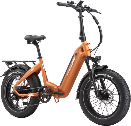 20*4.0" Elektrische vouwfietsen- 48V18Ah Lithium Accu – 70Nm Elektrische Fiets – Actieradius tot 140 km – Shimano 7 Versnellingen – Hydraulische Schijfremmen –Aluminium –250W Motor –Krachtsensor–Elektrische Stadsfiets–Oranje
