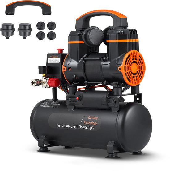 2,1 Gallon Luchtcompressor, 1,2 Hp Olievrije Tank, 2,2 Cfm @ 90 Psi, 116 Psi Max. Druk, 70 Db Ultrastille Compressor voor Autoreparatie, Banden Oppompen, Spuiten van Verf en Spijkeren van Houtwerk