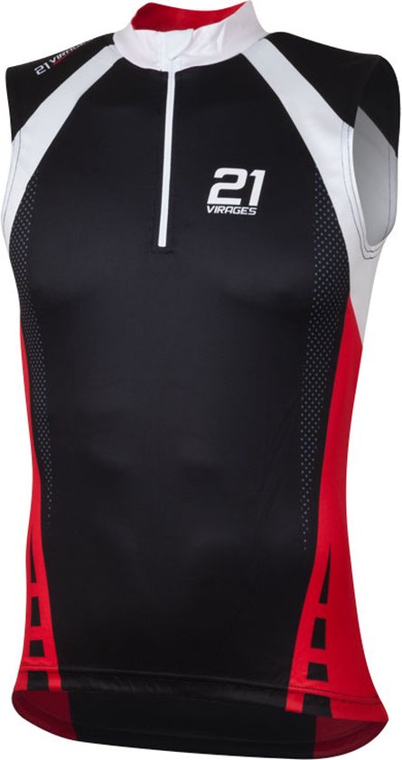 21Virages fietsshirt mouwloos zwart rood - S