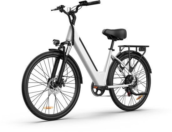 26" Elektrische Fiets - 48V 10.4Ah Uitneembare Accu250W Motor - Actieradius 80-100km - Stadsfiets voor Dames en Heren- Mechanische Schijfremmen - Wit