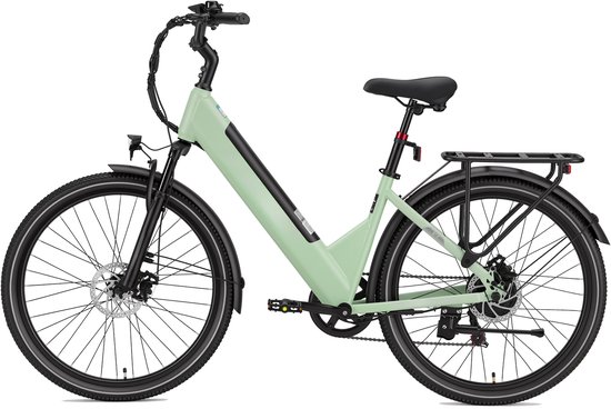 26-inch Elektrische Fiets - 250W Motor - Actieradius 75-100km -36V 14.5Ah Accu - Stadsfiets voor Dames en Heren Groen