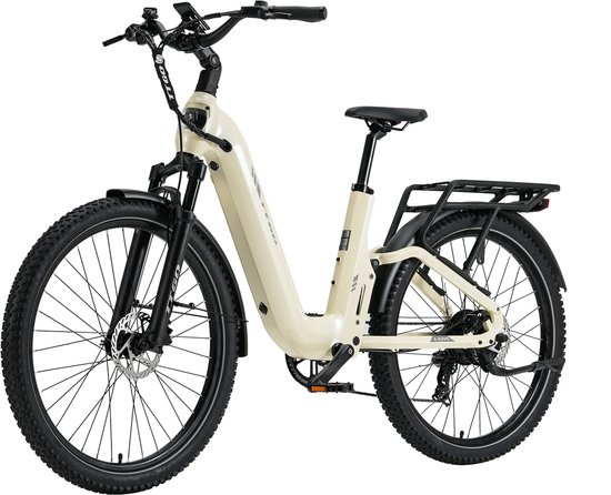 27,5 inch Elektrische Fiets - Full Suspension Elektrische Mountainbike -Softtail Frame - 120 km Actieradius - 720Wh Grote Accu(48V 15Ah) - 70Nm Krachtig Koppel - Hydraulische Schijfremmen - Shimano 7 Versnellingen - Elektrische Stadsfiets - Wit