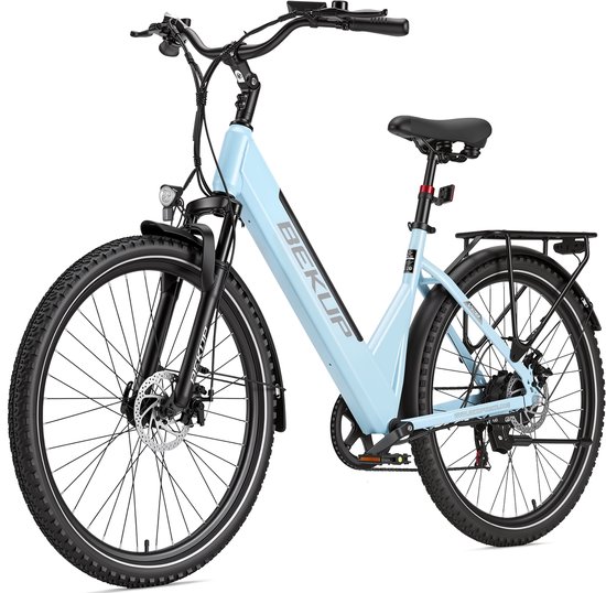 28 inch Elektrische stadsfiets - Comfortabele stadsfiets - 522Wh lange actieradius accu - 250W achterwielmotor - 45Nm koppel - Shimano 7 versnellingen - Schijfremmen voor en achter - LCD-display - Geveerde zadelpen - Blauw