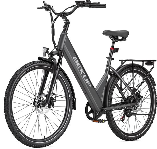 28 inch Elektrische stadsfiets - Comfortabele stadsfiets - 522Wh lange actieradius accu - 250W achterwielmotor - 45Nm koppel - Shimano 7 versnellingen - Schijfremmen voor en achter - LCD-display - Geveerde zadelpen - Grijs
