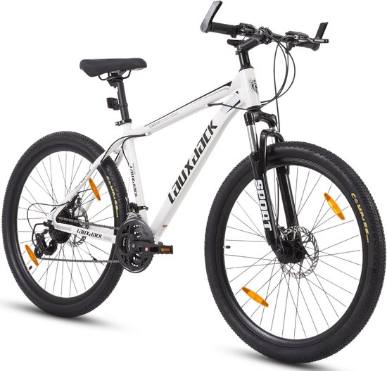 28 inch Hardtail Mountainbike Wit - 21 Versnellingen met Shimano Tourney & Disc Brakes | Unisex MTB voor Heren & Dames (170-185 cm Lengte) van Merkloos