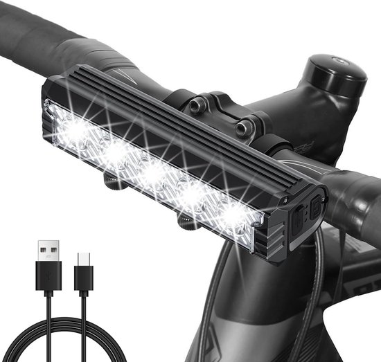 2800 Lumen E-bike Koplamp - Fietslicht - Fiets lamp - Bike light - 5 LED - 5 Standen - 6400mAh - IPX5 Waterdicht van Merkloos