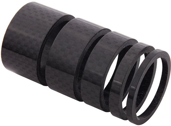 28.6mm Carbon Fiber Stem Spacers - Bicycle Fork Headset Shaft Spacers - 3mm-5mm-10mm-15mm-20mm Five-Piece Set - Mountain Bike/Road Bike Height Adjustment Accessories