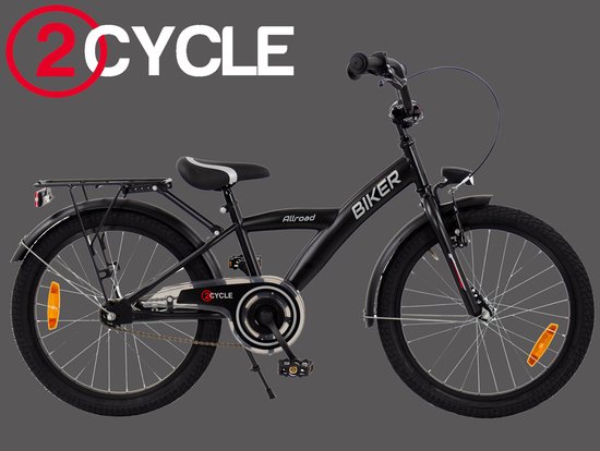 2Cycle Bike-Cargo kinderfiets 20 inch (6 tot 8 jaar) voor jongens zwart