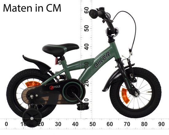 2Cycle Biker kinderfiets 12 inch (2 tot 4 jaar) voor jongens groen van Merkloos