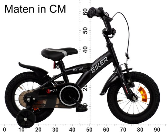 2Cycle Biker kinderfiets 12 inch (2 tot 4 jaar) voor jongens zwart van Merkloos