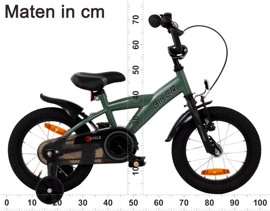 2Cycle Biker kinderfiets 14 inch (3 tot 5 jaar) voor jongens Groen van 2Cycle