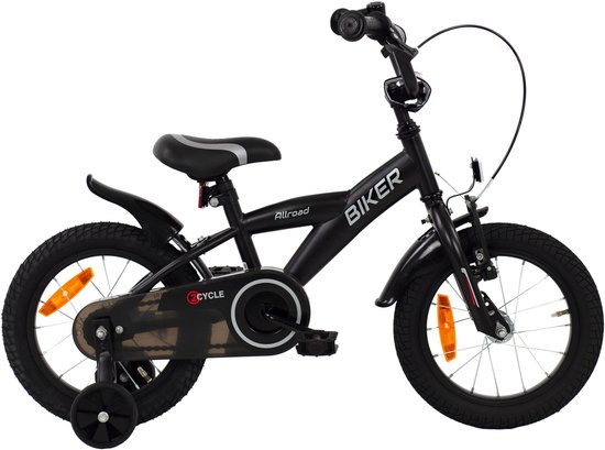 2Cycle Biker kinderfiets 14 inch (3 tot 5 jaar) voor jongens zwart
