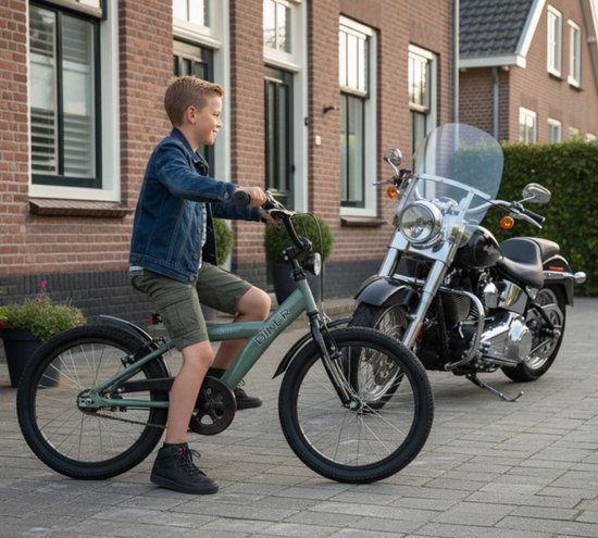 2Cycle Biker kinderfiets 18 inch (5 tot 7 jaar) voor jongens groen van Merkloos