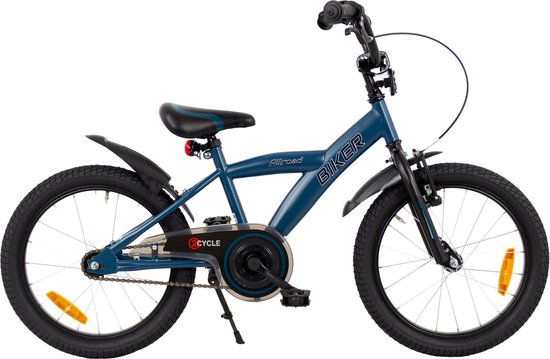 2Cycle Biker Kinderfiets - 18 inch - Blauw - Jongensfiets - 18 inch fiets van 2Cycle