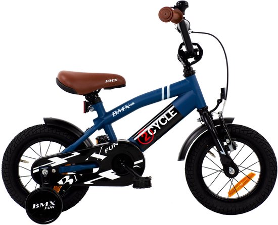 2Cycle BMX Fun kinderfiets 12 inch (2 tot 4 jaar) voor jongens blauw