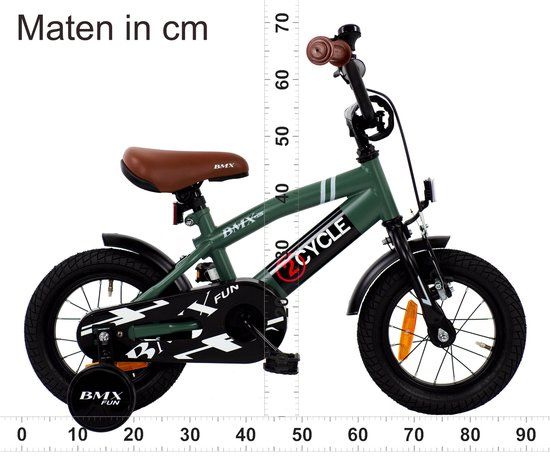 2Cycle BMX Fun kinderfiets 12 inch (2 tot 4 jaar) voor jongens groen van Merkloos