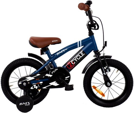 2Cycle BMX Fun kinderfiets 14 inch (3 tot 5 jaar) voor jongens blauw