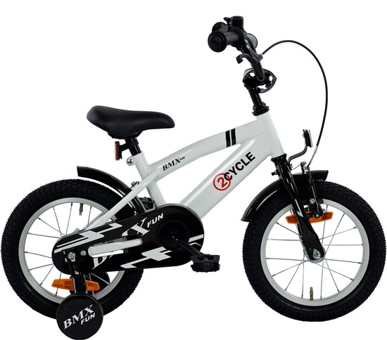 2Cycle BMX-Fun kinderfiets 14 inch (3 tot 5 jaar) voor jongens wit van 2Cycle
