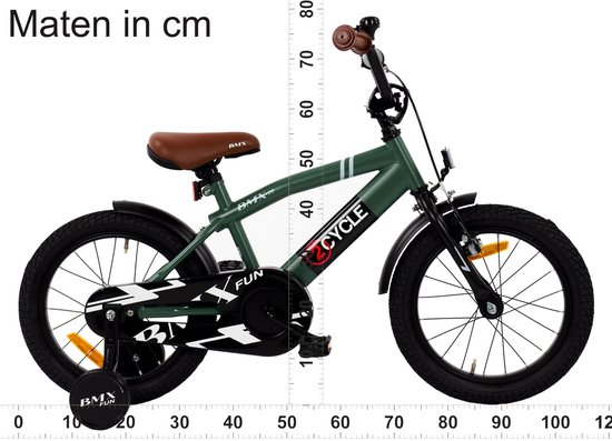2Cycle BMX-Fun kinderfiets 16 inch (4 tot 6 jaar) voor jongens groen van 2Cycle