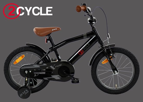 2Cycle BMX-Fun kinderfiets 16 inch (4 tot 6 jaar) voor jongens zwart van 2Cycle