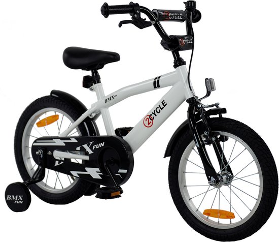 2Cycle BMX-Fun - Kinderfiets - 16 inch - Wit - Jongensfiets -16 inch fiets van 2Cycle
