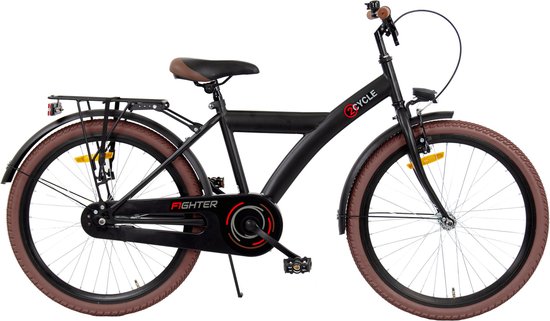 2Cycle - Jongensfiets - 24 inch fiets - Zwart - Kinderfiets van 2Cycle