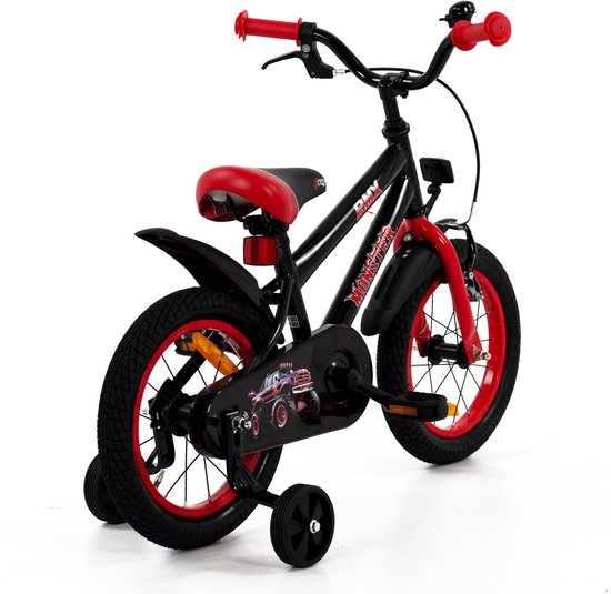 2Cycle Monster kinderfiets 16 inch (4 tot 6 jaar) voor jongens zwart van 2Cycle
