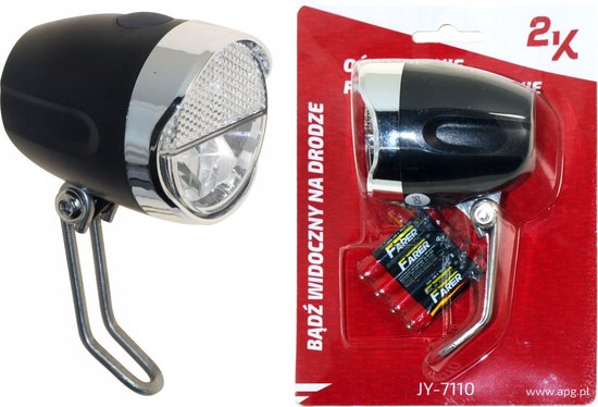 2K - Fietsverlichting - 1W LED - Zwart - Monteerbaar op Vork
