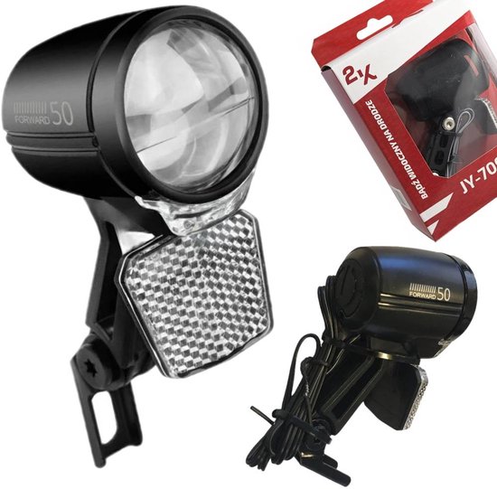 2K Optic Series - Fietsverlichting Voorzijde - Naafdynamo - 50 Lux LED - Lichtsensor & Dagrijverlichting