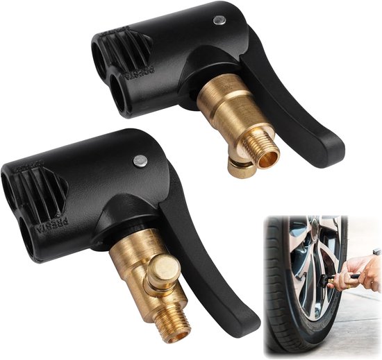 2pcs Squeeze Ventielen Franse Ventieladapter - Auto Ventieladapter Koper - Auto Banden Lucht Squeeze Ventiel - Auto Luchtpomp Adapter - Voor Motorfiets - Bandenpomp - Fietspomp (Schrader & Presta)