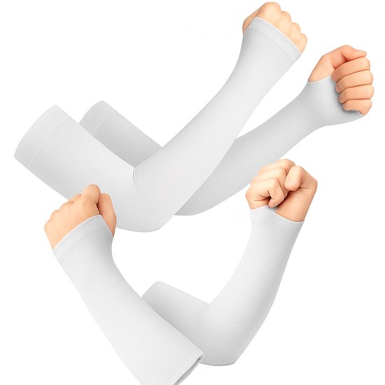 2x Armsleeves I Running Sleeves I Compressie Arm Mouwen I Verkoelend I Ademend I Sport I UV Bescherming I Fiets I Hardlopen I Morrijden I Unisex I One Size I M - XL I Grijs van Merkloos