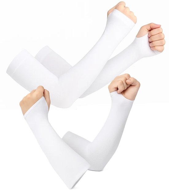 2x Armsleeves I Running Sleeves I Compressie Arm Mouwen I Verkoelend I Ademend I Sport I UV Bescherming I Fiets I Hardlopen I Morrijden I Unisex I One Size I M - XL I Wit