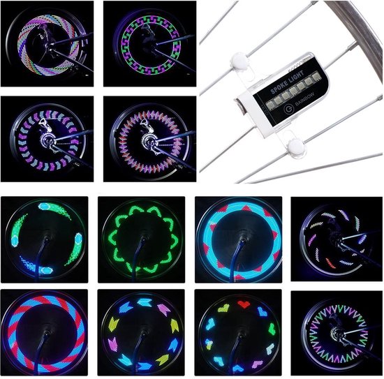 2x Fiets spaak LED verlichting - 30 patronen - spaakverlichting - kinderfiets