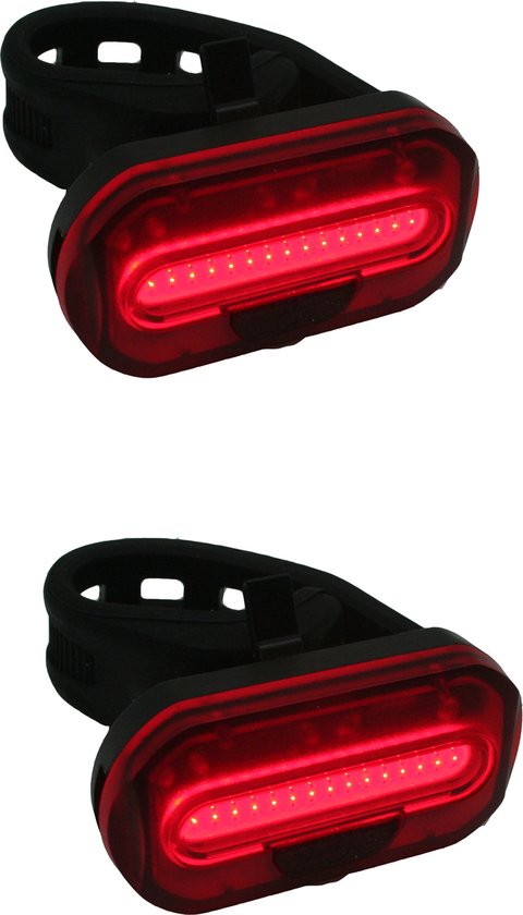 2x Fietsachterlichten / achterlichten COB LED - 2x knoopcelbatterijen CR2032 - zadelpen / frame bevestiging - batterijachterlicht - fietsverlichting / achterlichten