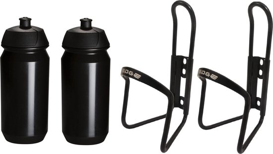 2x Tacx Shiva Bidon - 2x Edge Bidonhouder - Drinkfles - Drinkbushouder - Drinkbushouder voor Fiets van Tacx