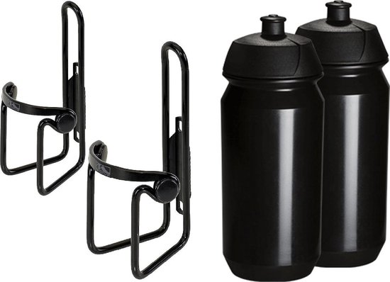 2x Tacx Shiva Bidon - 2x M-wave Bidonhouder - Drinkfles - Drinkbushouder - Drinkbushouder voor Fiets van Tacx