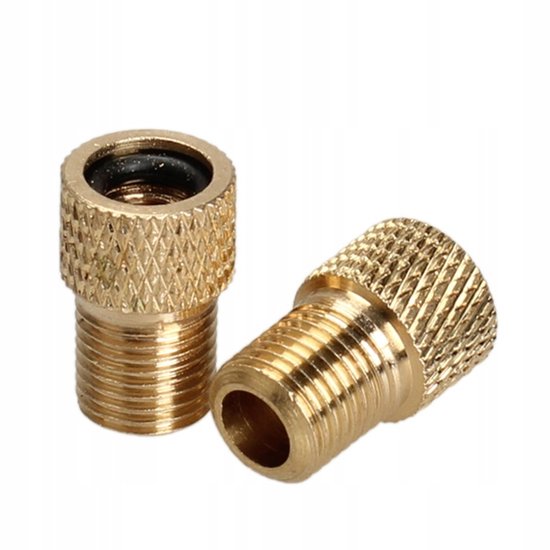 2x Ventieladapter Presta/Dunlop naar Auto Ventiel - Goud
