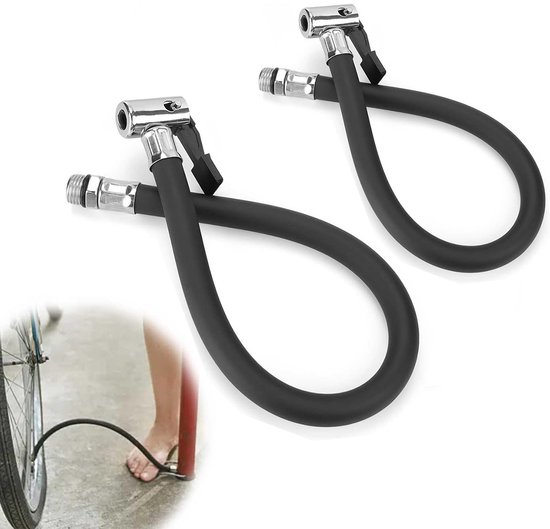 2x Verlengbuis Voor Bandenpomp - 37 CM - Opblaasbare Verlengbuis - Ventielverlengingen - Krimptype - Zacht - Bandenventielverlenging - Geschikt voor Fiets-, Motor- en Autobanden, Pompen en Compressoren - Zwart