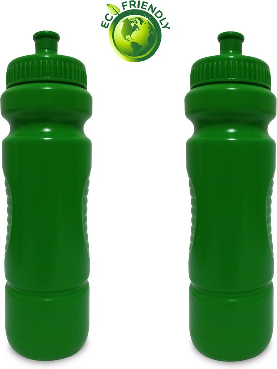 2x Waterfles Bidon 850ml - Drinkbus kinderen/volwassenen - groen eco van Ollyvard