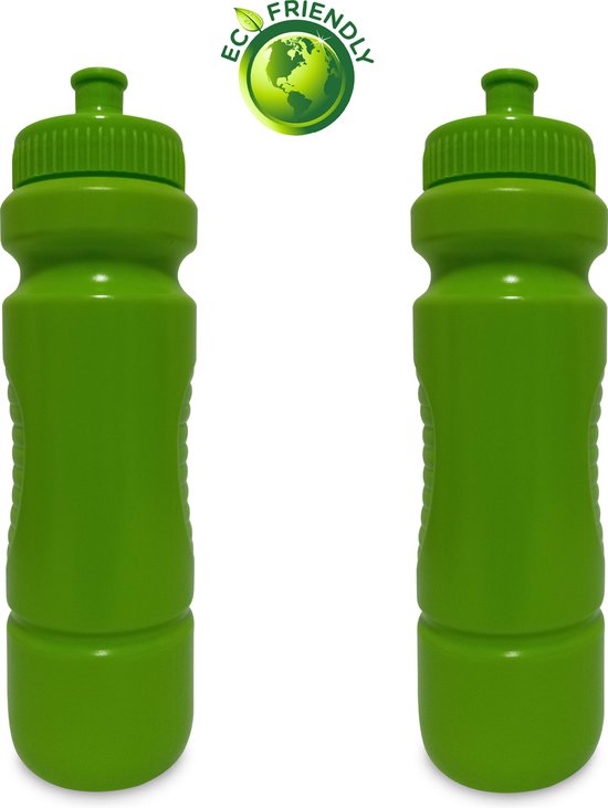 2x Waterfles Bidon 850ml - Drinkbus kinderen/volwassenen - lichtgroen