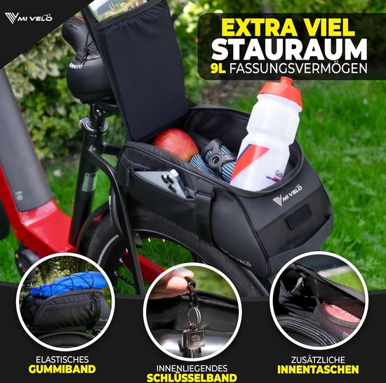 3-in-1 bagagedragertas - 9 liter waterdicht - reflecterend - fietstas fiets Waterproof bicycle bag van $