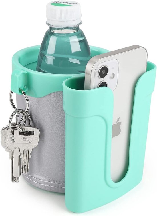 3-in-1 Fiets Drinkhouder Met Telefoon- & Sleutelhouder - Universele Bevestiging - Voor Waterfles, Koffiebeker & Babyfles - Groen