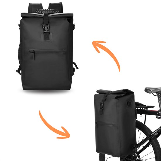 3-in-1 Fietstas - Waterdichte Fietsrugtas & Schoudertas - 25L Laptopvak - Geschikt voor Fiets & E-bike - PVC van Merkloos