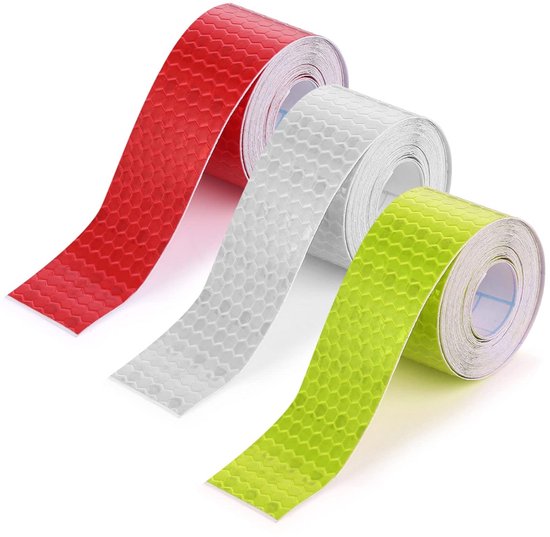 3 Rollen Reflecterende Stickers - Reflecterend - 2 Cm X 5 M - Universele Veiligheidsstickers - Reflecterende Tape - Reflecterende Veiligheidswaarschuwingsstrips - Snijbaar - Reflecterende Waarschuwingstape - Auto - Motor - Fiets - Rood, Wit, Groen van Abullis