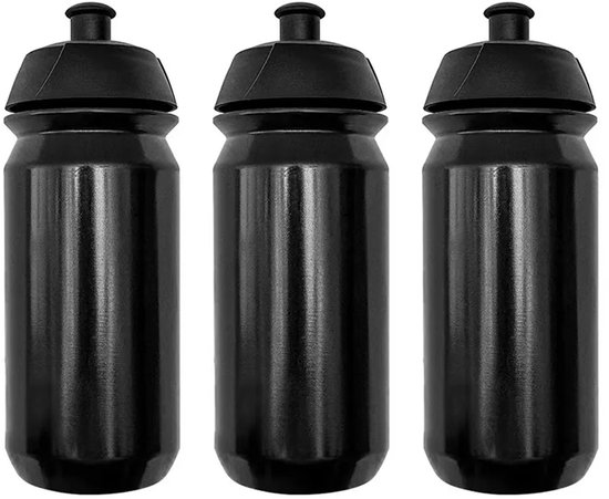 3 stucks Bidon - 500 ml - zwart - Drinkbus - Bidons Kinderen volwassenen